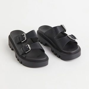 Nwt Hm Chunky Soled Slides Sandals 